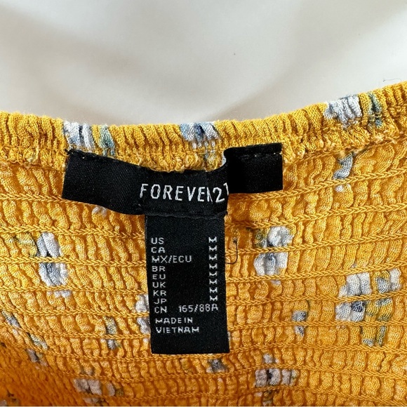 Forever 21 Yellow Floral Smocked Tank Top – Size Medium - Picture 4 of 5